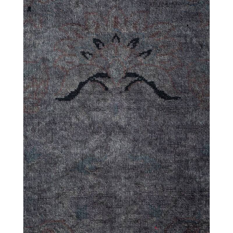 Overton Hand Knotted Wool Vintage Inspired Modern Contemporary Overdyed Gray Area Rug - 4' 1" x 6' 0"