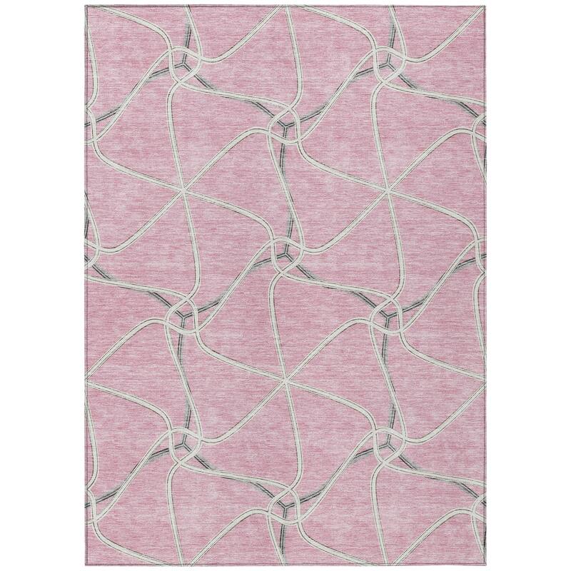 Machine Washable Indoor/ Outdoor Contemporary Links Chantille Rug