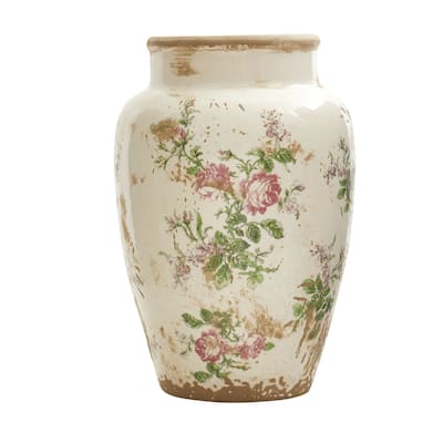 12.5" Tuscan Ceramic Floral Print Vase