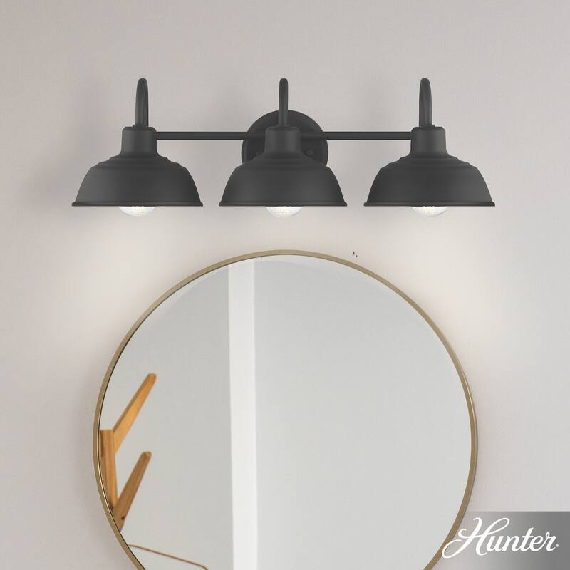 Hunter Mill Valley Matte Black 3 Light Bathroom Vanity Light - Transitional, Modern Farmhouse, Traditional - Matte Black