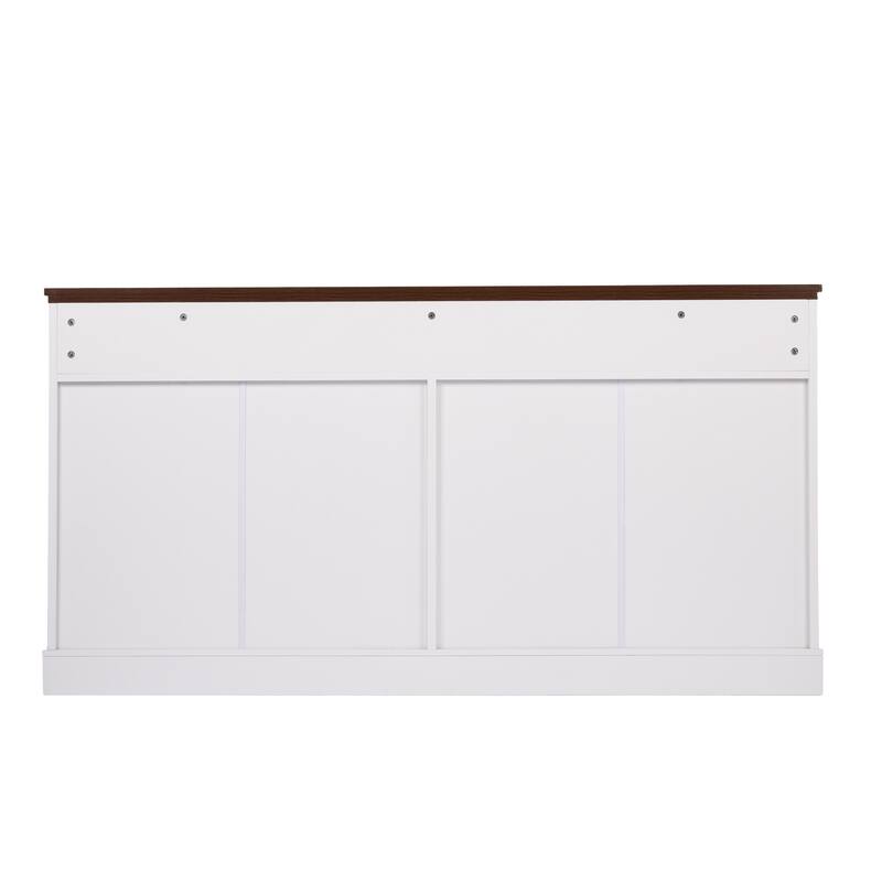 63" Farmhouse Sideboard Buffet Cabinet with 4 Doors and 3 Drawers