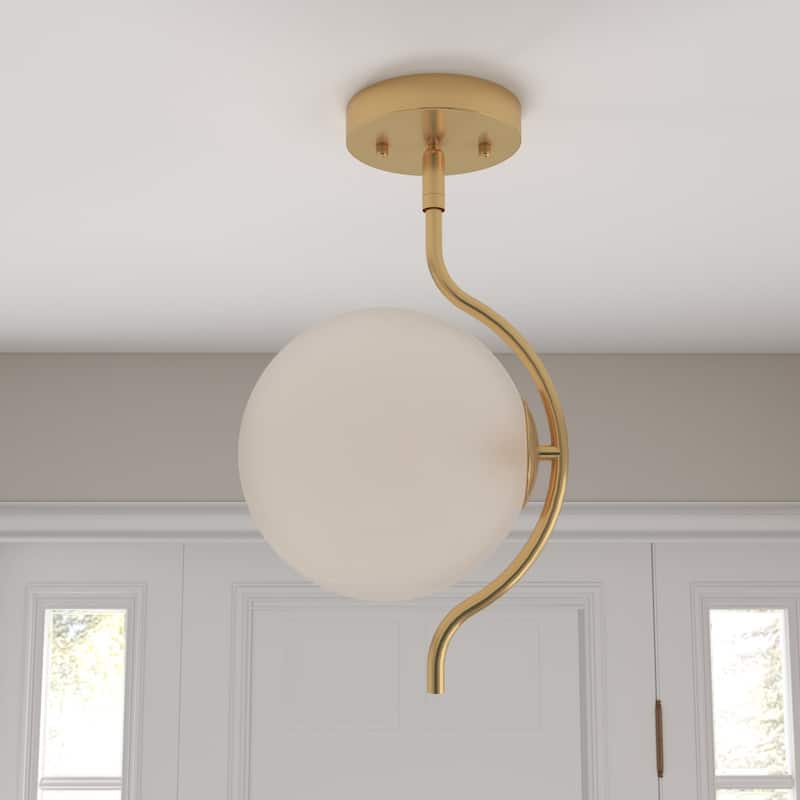Adaline Modern Dimmable Glass Semi Flush Mount Ceiling Lighting with White Jade Glass