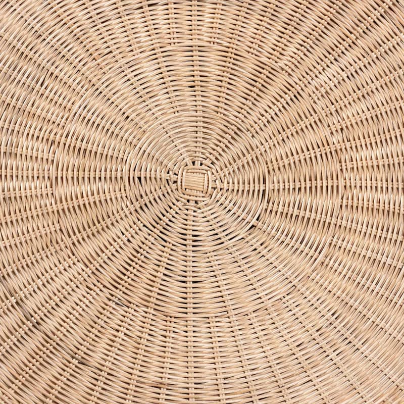 Natala Rattan Dining Table - Handwoven Wicker Tulip Table, Pedestal Frame Centerpiece for Dining Room or Kitchen - Light Honey