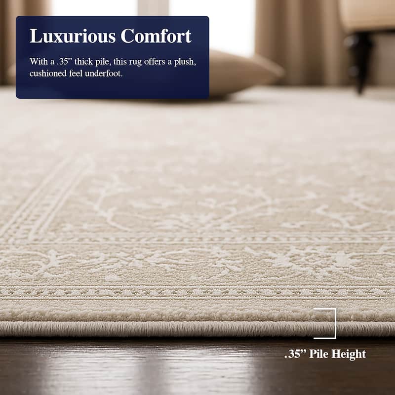 Dream Decor Rugs Delta Moresque Bone Floral Area Rug