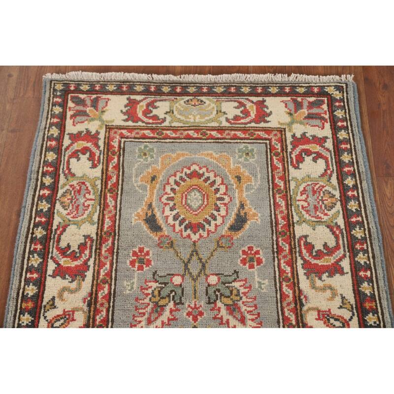 Floral Kazak Runner Rug Hand-Knotted Wool Carpet - 2'2" x 5'7"