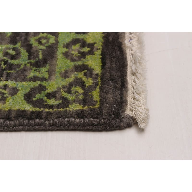 ECARPETGALLERY Hand-knotted Heritage Dark Grey Silk, Wool Rug - 6' x 9'