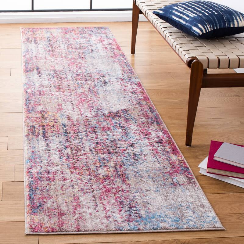 SAFAVIEH Bristol Pegguy Vintage Boho Oriental Polyester Rug - 2'3" x 8' Runner - Pink/Multi