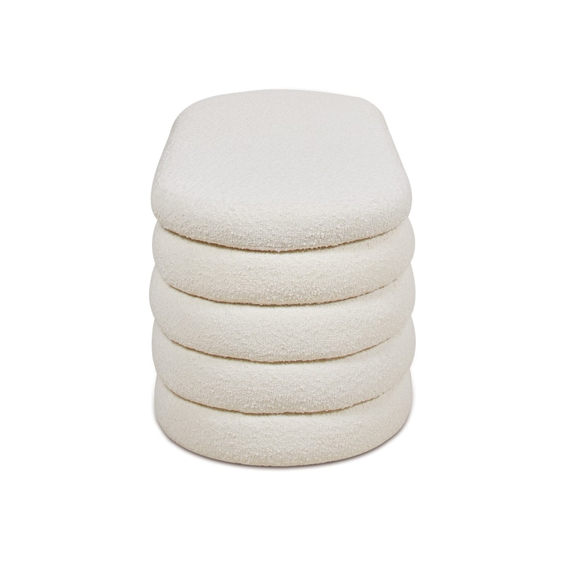 Oval Upholstered End of Bed Bench, Multifunctional Tufted Storage Bench, Shoe Bench with Hidden Storage Compartment