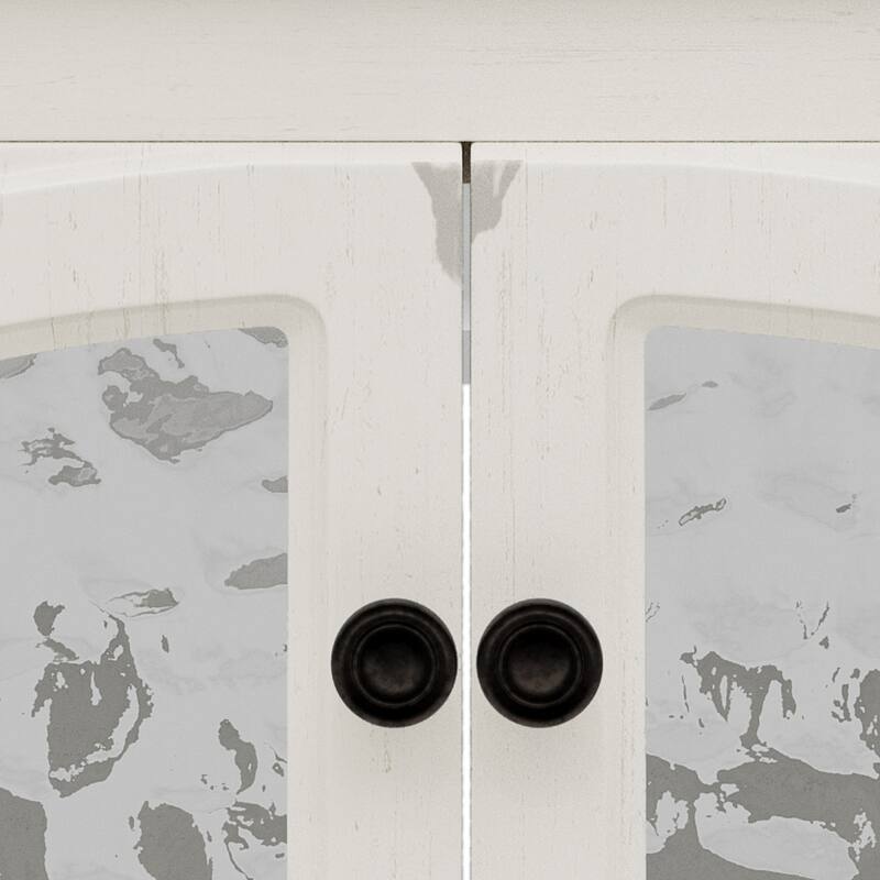 Bathroom Vanity with Sink, Freestanding Wood Bathroom Cabinet, Storage Cabinet with Tempered Glass Doors & Adjustable Shelves