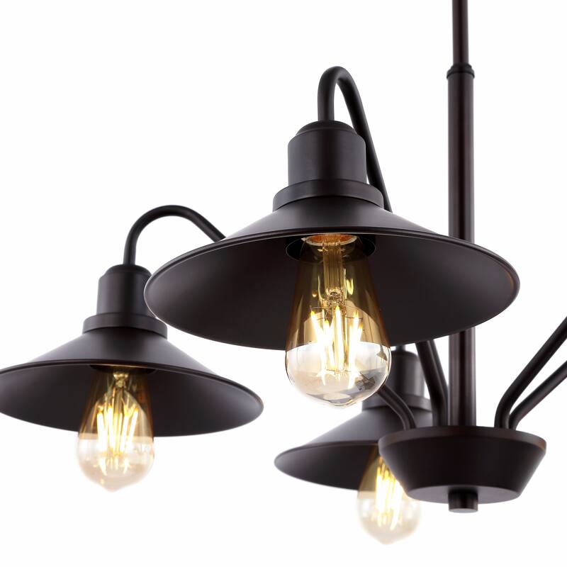 Cole 27" 5-Light Metal Farmhouse Industrial LED Chandelier, Oil Rubbed Bronze by JONATHAN Y