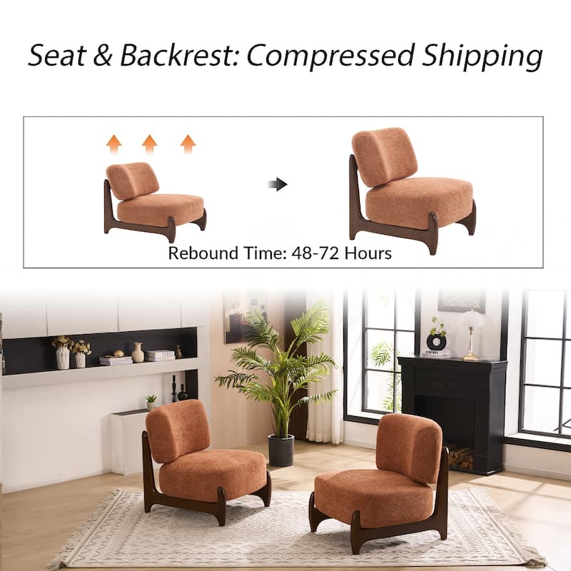 30"W Mid-Century Modern Accent Chair with Solid Wood Frame, Boucle Comfy Living Room Chair for Bedroom Lounge Reading Room