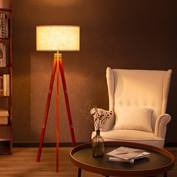Mid Century Modern Floor Lamp 3-Light Tree Adjustable Aged Brass For Living Room 