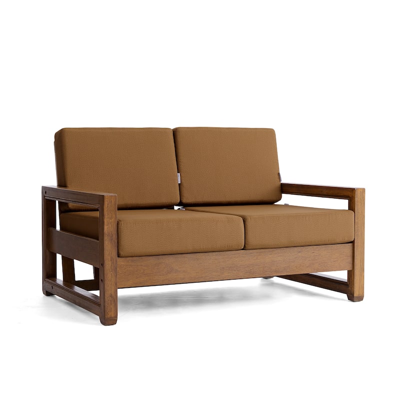 Patio Teak Wood Outdoor Loveseat with Cushion