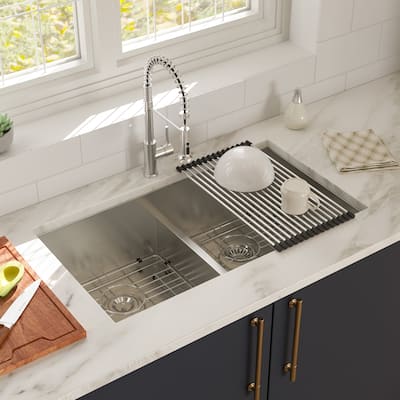Undermount Double Bowl(50/50) Kitchen Sink 16 Gauge with Two 10" Deep Basin