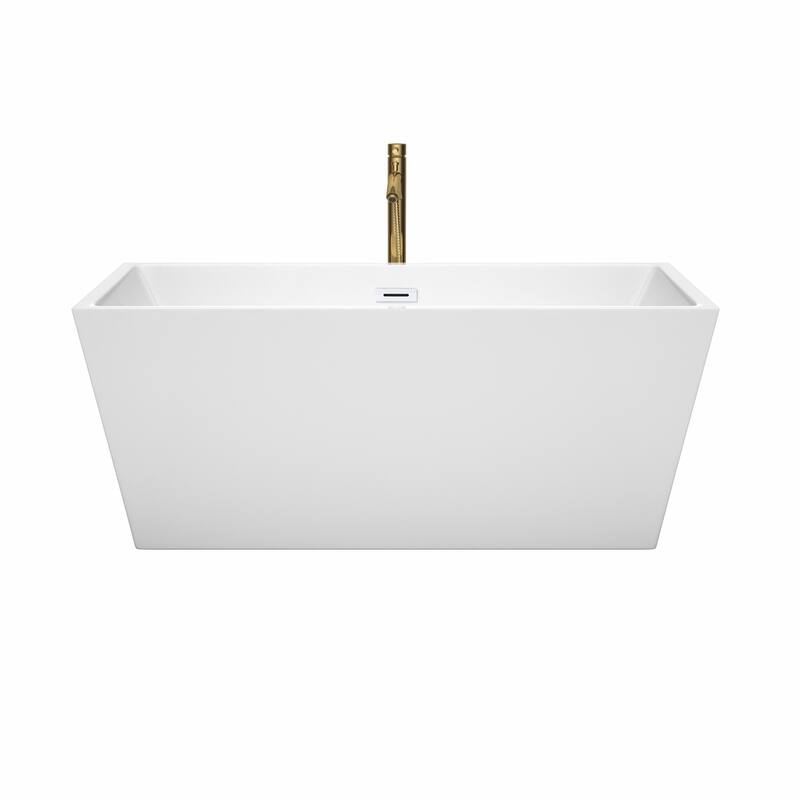 Wyndham Collection Sara 59-inch White Freestanding Soaking Bathtub