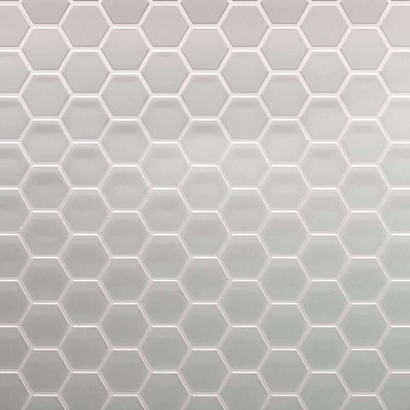 3" Beehive 10.25 in. x 11.75 in. Hexagon Glass Mesh-Mounted Mosaic Tile - Misty Grey Matte - 10.25 in. x 11.75 in.