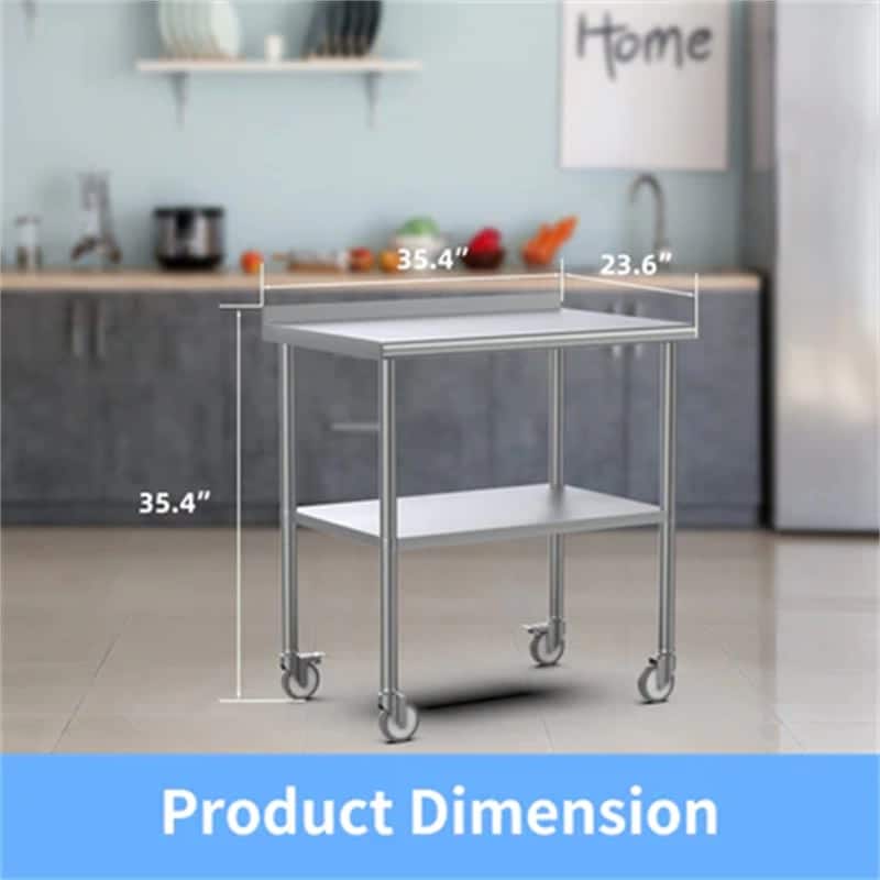 Stainless Steel Table with Backsplash & Undershelf Caster