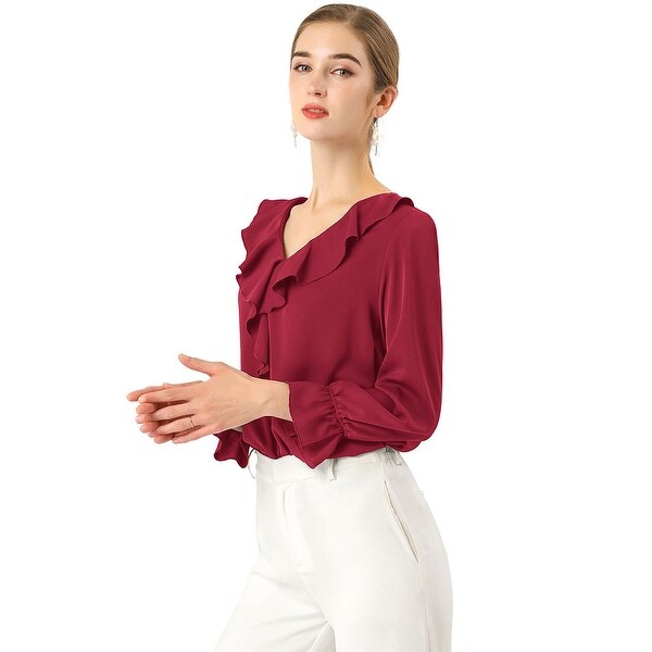 red chiffon tops with sleeves