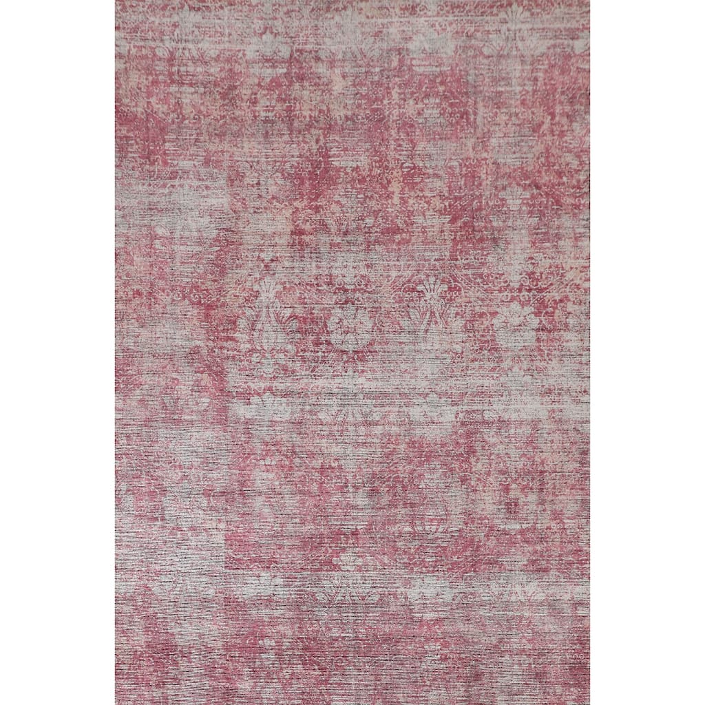 Pink Abstract Modern Area Rug Hand-Knotted Wool Carpet - 8'1"x 11'5"