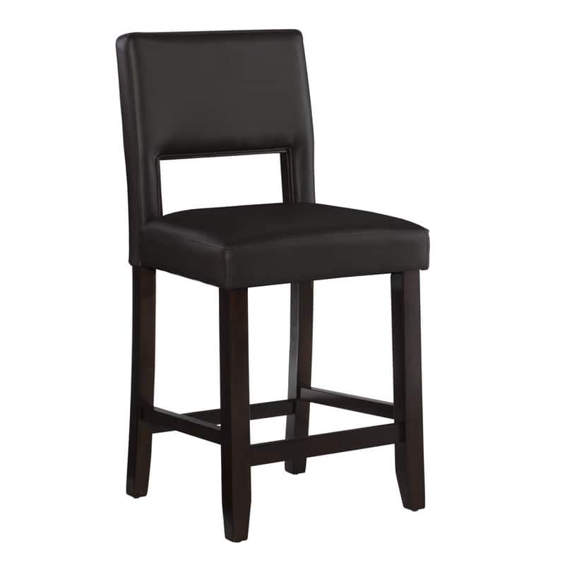Zeta Dark Brown Faux Leather 24-inch Counter Stool - Single - Counter Height