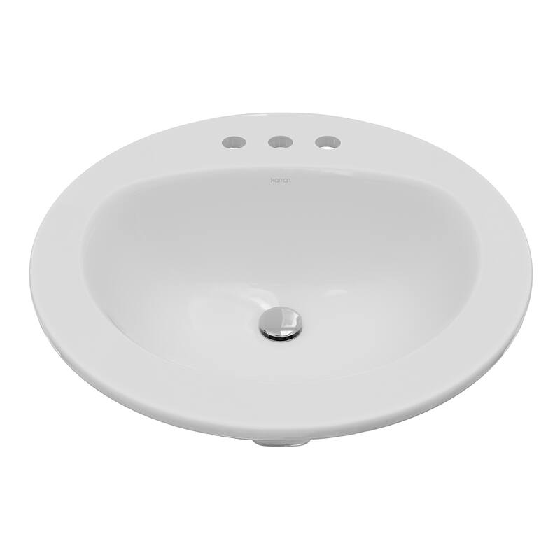 Karran Valera 20" Circular Top Mount Vitreous China Bathroom Sink in White