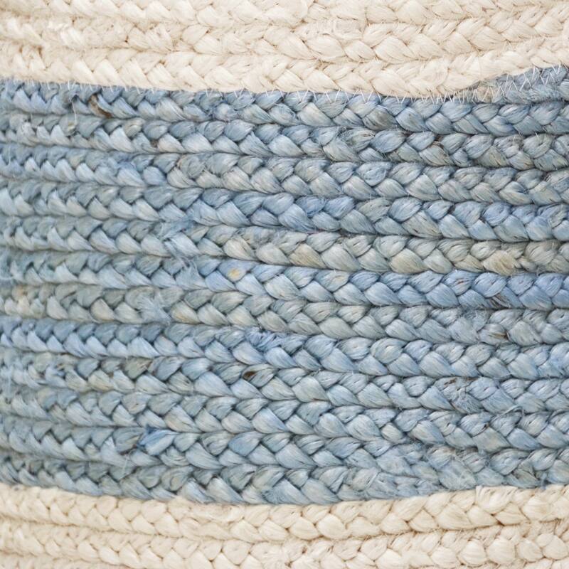 Sevita Bold Striped Off-White Jute Decorative Storage Basket with Handles
