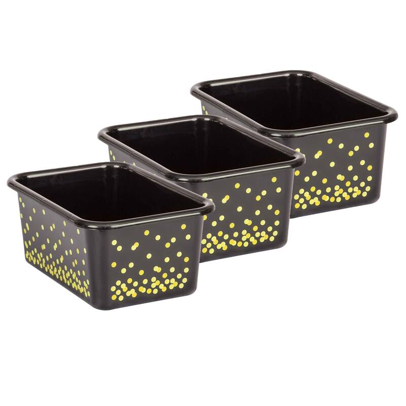 Teacher Created Resources Black Confetti Small Plastic Storage Bin, Pack of 3