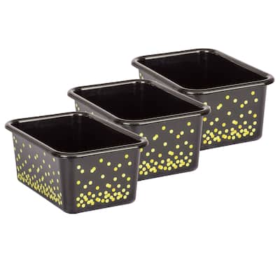 Teacher Created Resources Black Confetti Small Plastic Storage Bin, Pack of 3