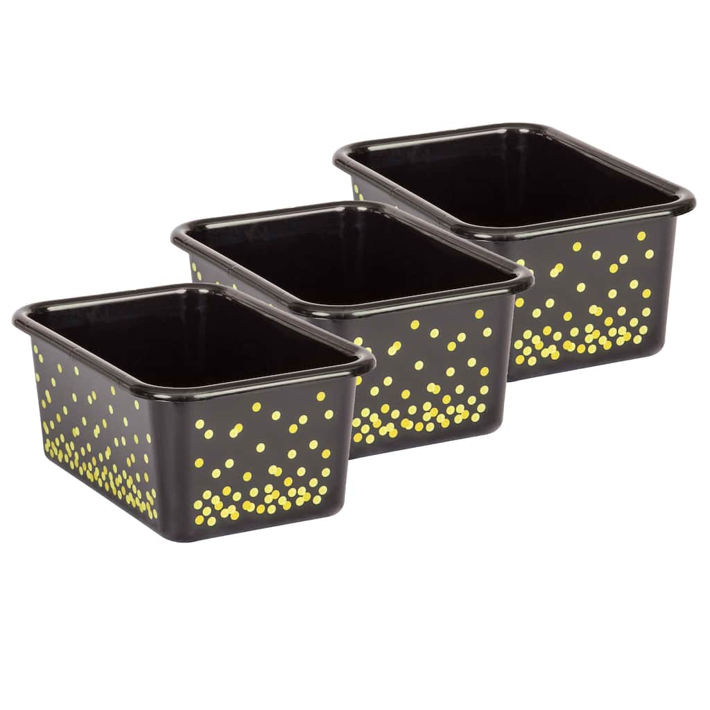 Teacher Created Resources Black Confetti Small Plastic Storage Bin, Pack of 3