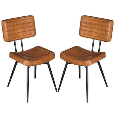 Rustic Modern Design Leather Upholstered Dining Chairs (Set of 2)