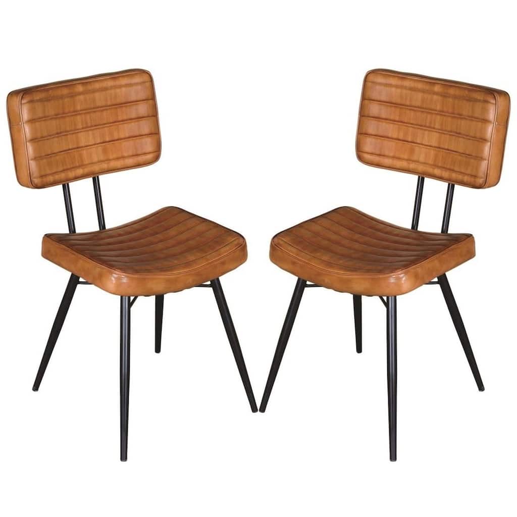 Rustic Modern Design Leather Upholstered Dining Chairs (Set of 2)