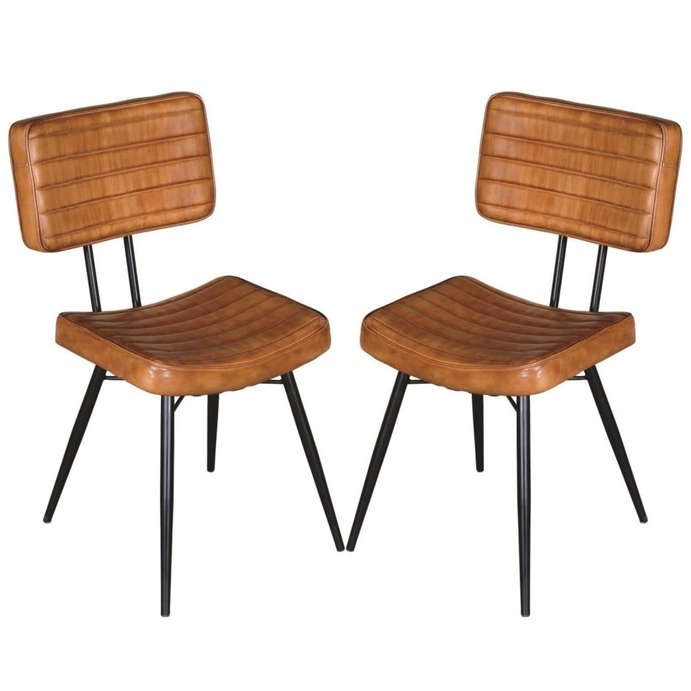 Rustic Modern Design Leather Upholstered Dining Chairs (Set of 2)