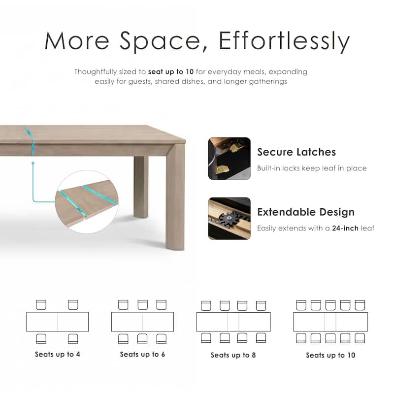 Furniture of America Durem I Modern 118-inch Solid Wood Extendable Dining Table with Leaf