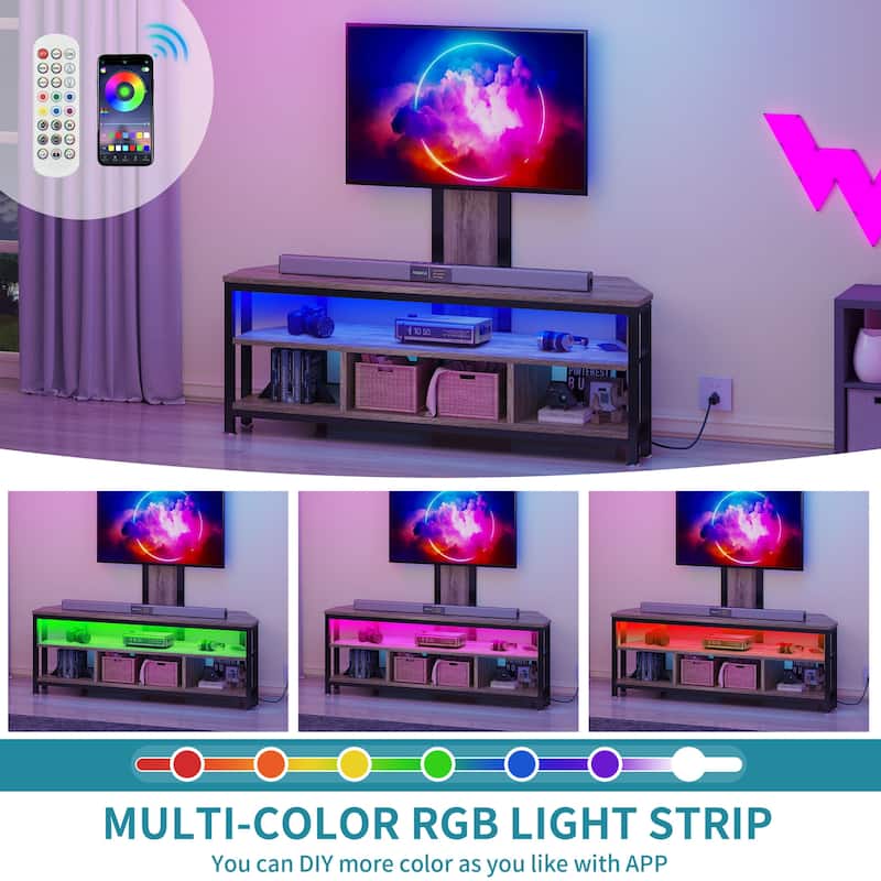 Moasis Industrial TV Stand with Mount and Storage Shelves For 32"-70" TVs