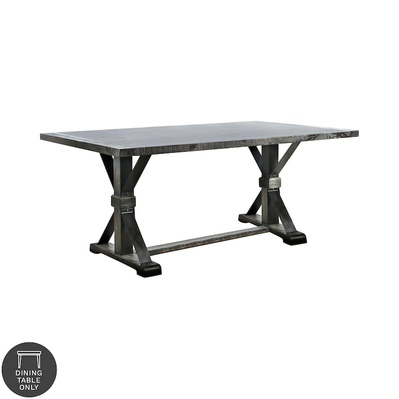 Chalwa Rustic Antique Black Fabric Tufted 5-Piece Dining Set with Wood Table by Furniture of America