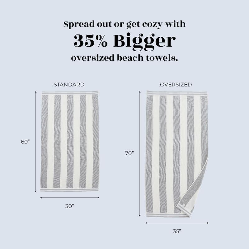 Linery & Co. 100% Cotton Velour Cabana Stripe Beach Towel