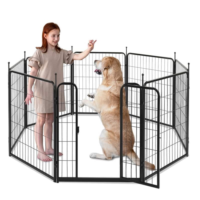 Outdoor Metal Pet Fence for RV, Camping & Yard - 32 x 27 in. (H x W) - Black