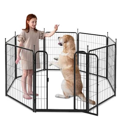 Dog Playpen Pet Dog Fence, 32" Height 8 Panels Metal Dog Pen