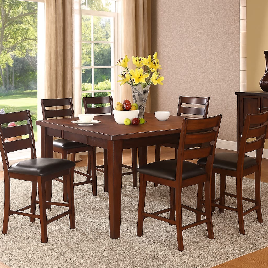 Solid Wood Counter Height Table With Sturdy Legs Brown