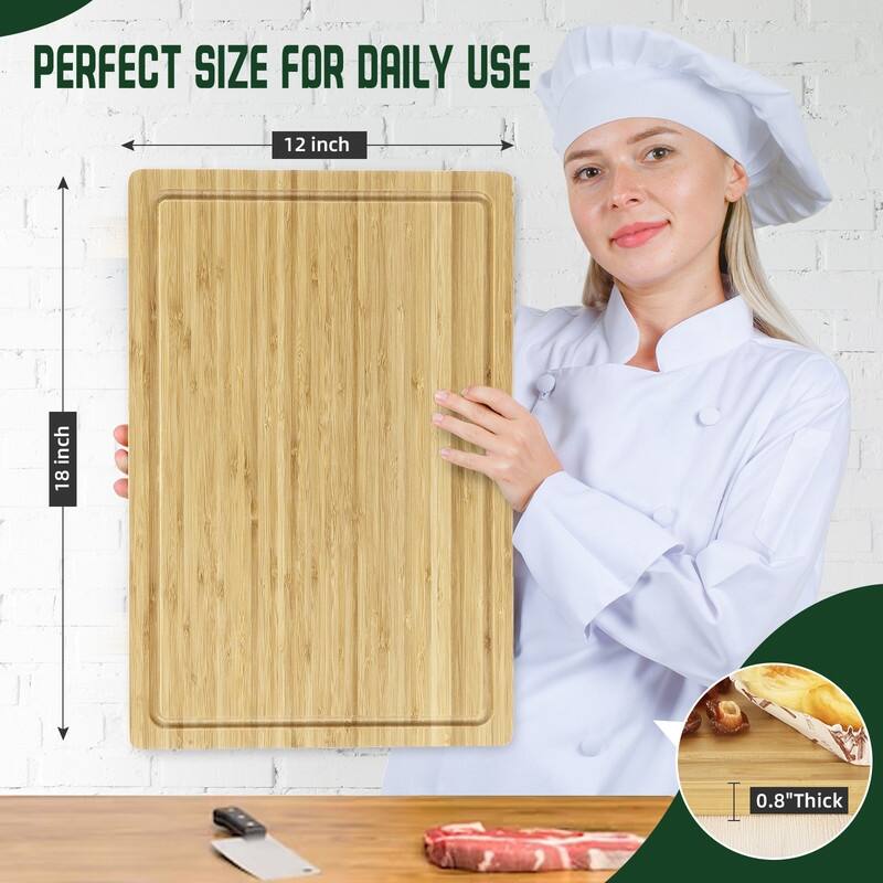 Bamboo Cutting Board with Juice Groove & Handle