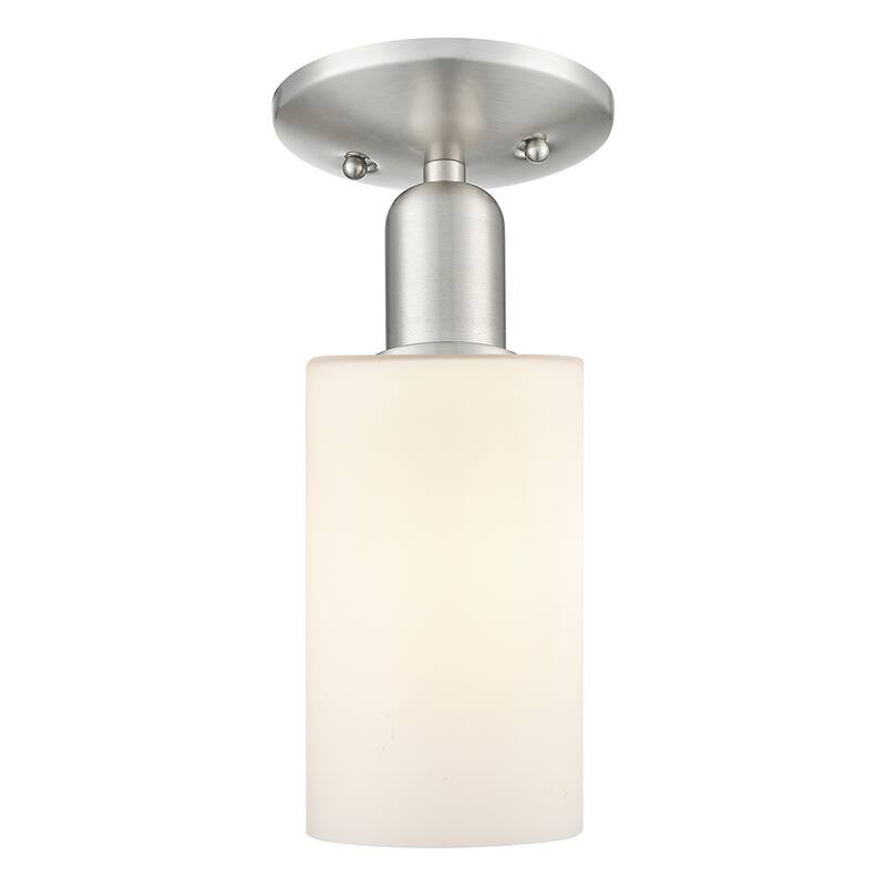 Innovations Lighting 716-1C-11-5 Clymer Semi-Flush Clymer 5" Wide - Brushed Satin Nickel / Matte White