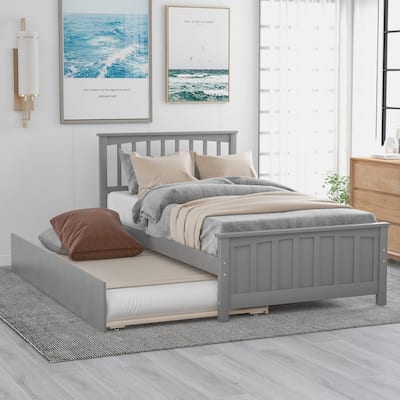 Twin size Platform bed with Trundle, Gray