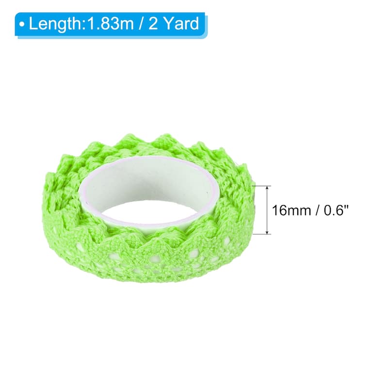 3pcs 0.6" Wide 2 Yards Self-Adhesive Lace Tape Ribbon Stickers - Green