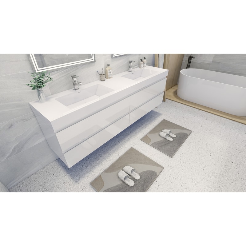Baillie 84'' Wall-Mounted Vanity with Double Reinforced Acrylic Sink