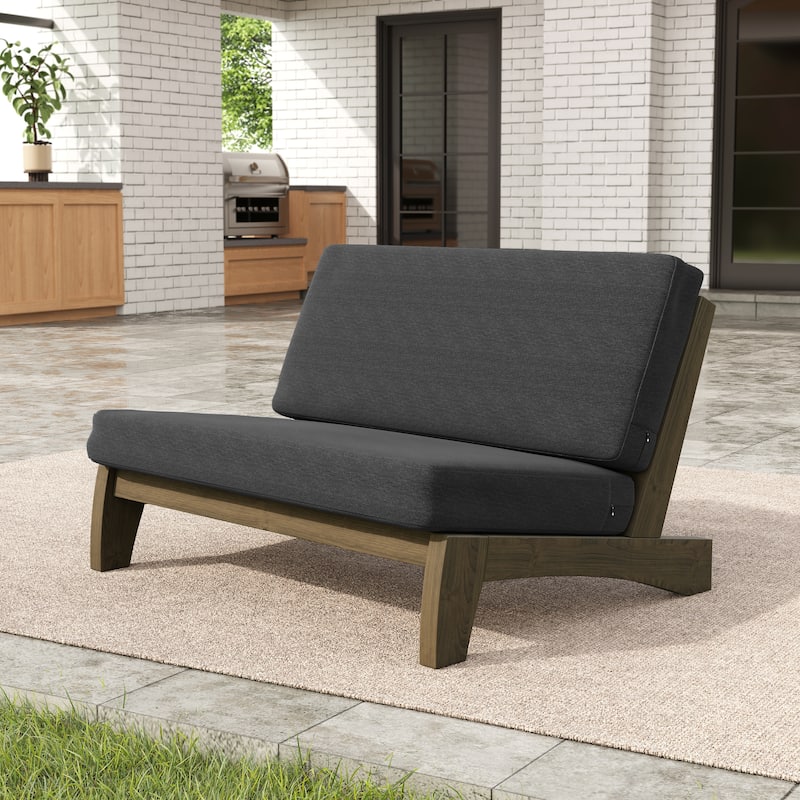 Sectional Wood Furniture 2 Seat Armless Patio Sofa - Loveseat/Whole cushion - Dark Grey/Loveset