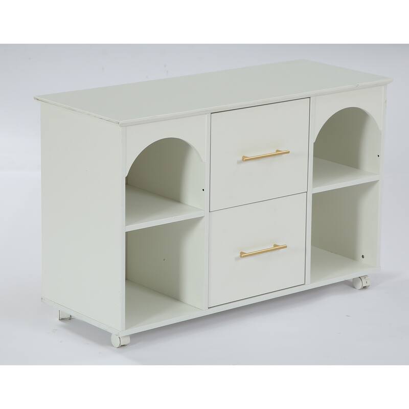 39.3'' Lateral Mobile File Cabinet, 2 -Drawer Storage Cabinet with Wheels