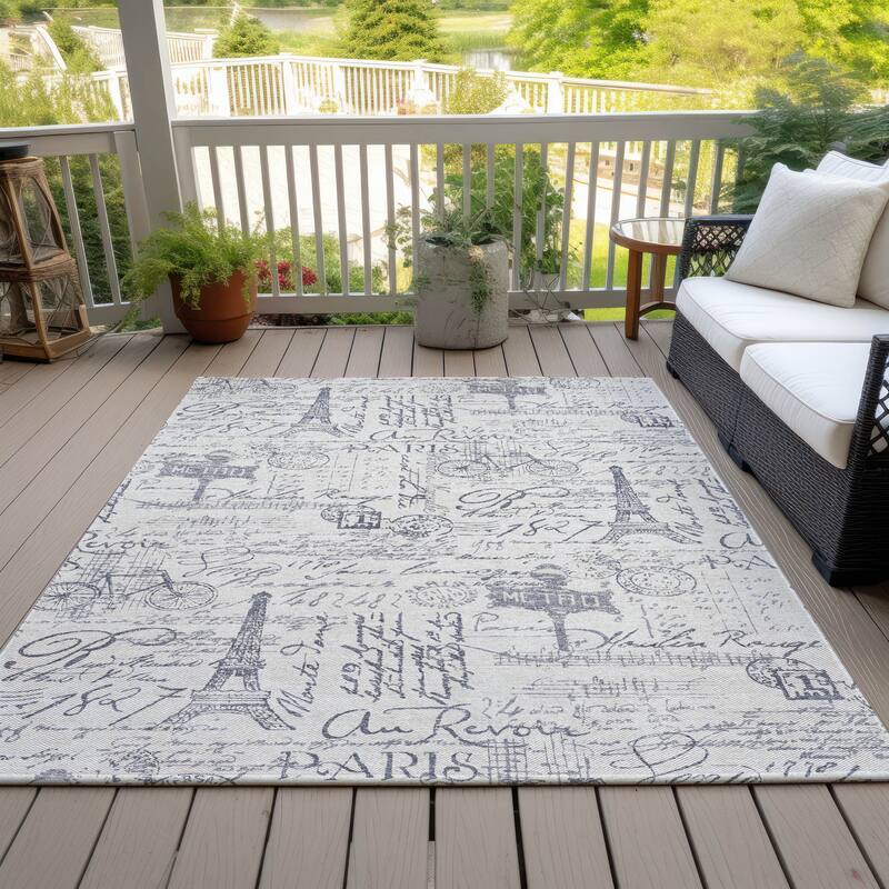 Machine Washable Indoor/Outdoor Modern Paris Chantille Rug - Ivory - 10' x 14'