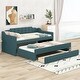 preview thumbnail 1 of 11, Twin Size Upholstered Daybed Bed Frame with Pull-out Trundle Bed and 3 Storage Drawers, Box Spring Not Required, Green Green