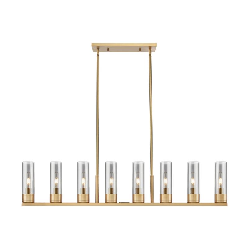 Innovations Lighting Downtown Urban - Boreas - 6 Light 48" Stem Hung Island Light with 8" Shades - Brushed Brass/Light Smoke