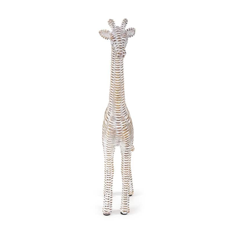 Allan Andrews White Resin African Giraffe Sculpture with Rattan Pattern - 13.25"H
